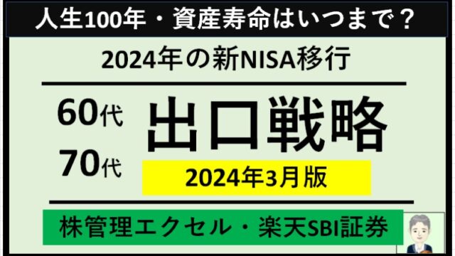 【60代70代】エクセルで株管理(楽天SBI証券)～2024年の新NISA移行と出口戦略（2024年3月末時点）
